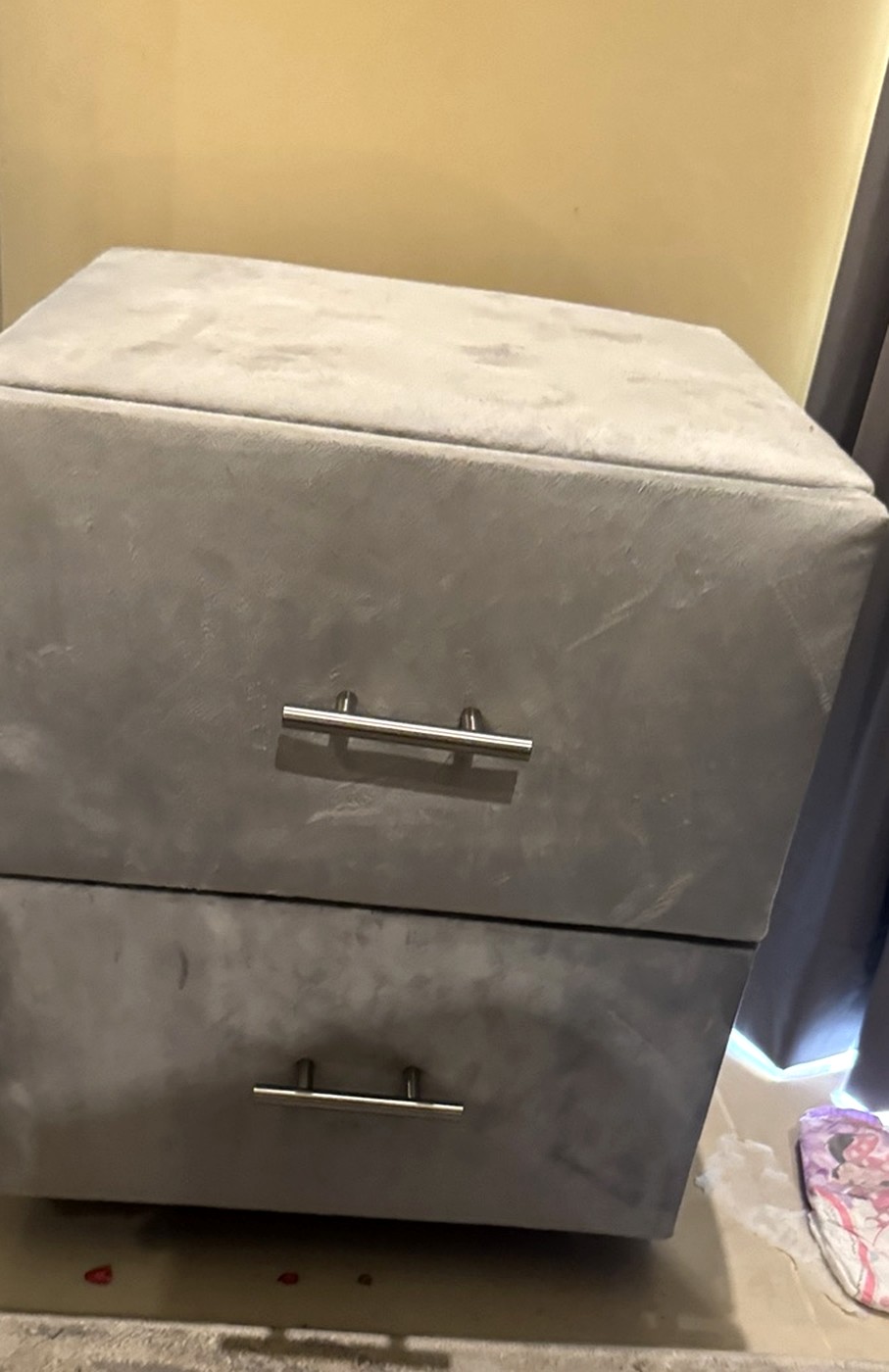 Gray Upholstered Nightstand 1